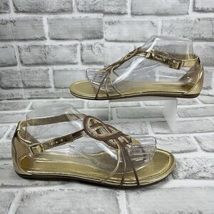 Banana Republic Women's Size 9 Gold Strappy Thong Flat Buckle Sandals
